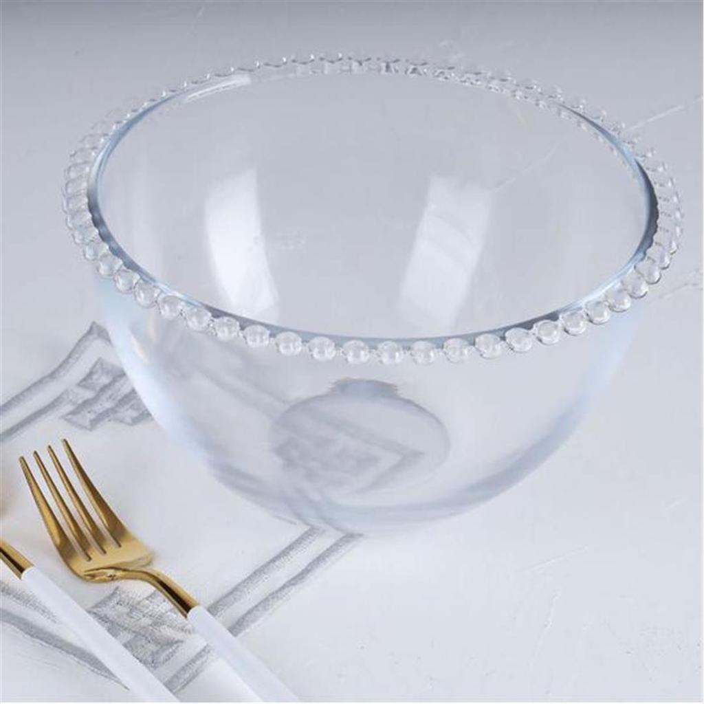 Arow Большая стеклянная сервировочная миска с бусинами, 20x20x14 см