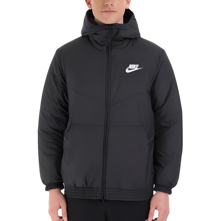 Nike Спортивная куртка с капюшоном на флисовой подкладке из синтетического материала, мужская верхняя одежда, черная 928862-010