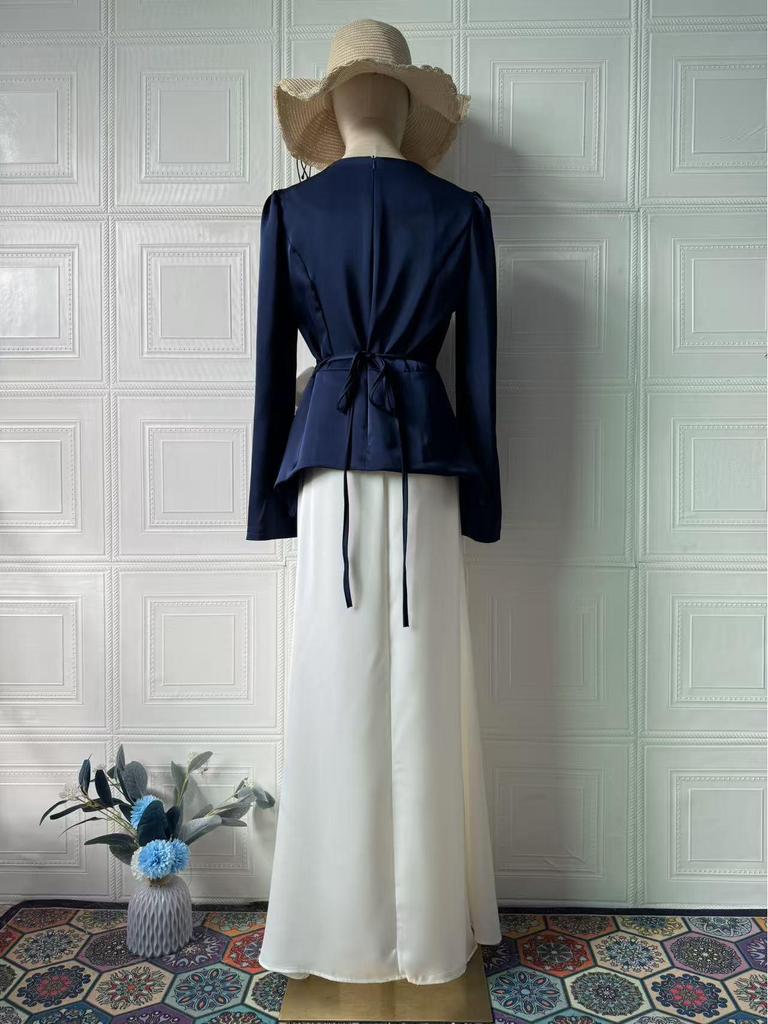 Элегантное женское шелковое летнее платье с длинным рукавом 2025