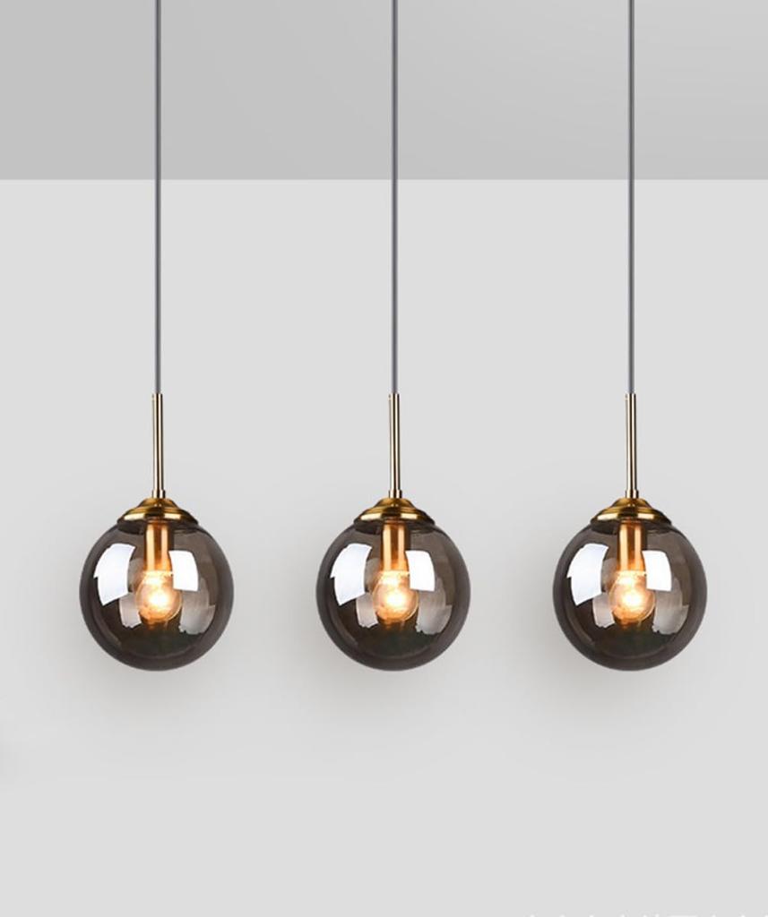 JLOWCO Стильный светодиодный подвесной светильник в форме шара в японском стиле со стеклянным плафоном, серый, для шинопровода, для гостиной, кухни, столовой и