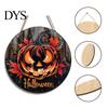 Autumn Atmosphere Hanging Ornament Halloween Wooden Door Hanger Sign, Flame Pumpkin Maple Leaf Printed Round Plaque, Hemp Rope Decor Waterproof