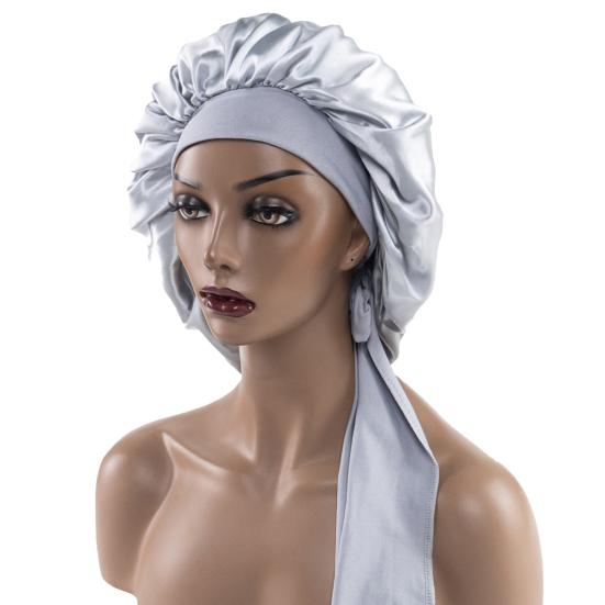 Спящая шапочка однотонная эластичная лента украшение атласная ткань круглая шляпа тонкая