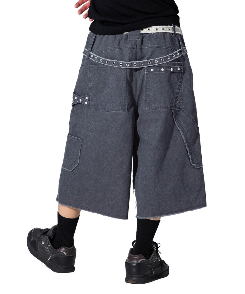 XTONZ Xp332 Twine Chain Bermuda Cotton Pants (Charcoal)