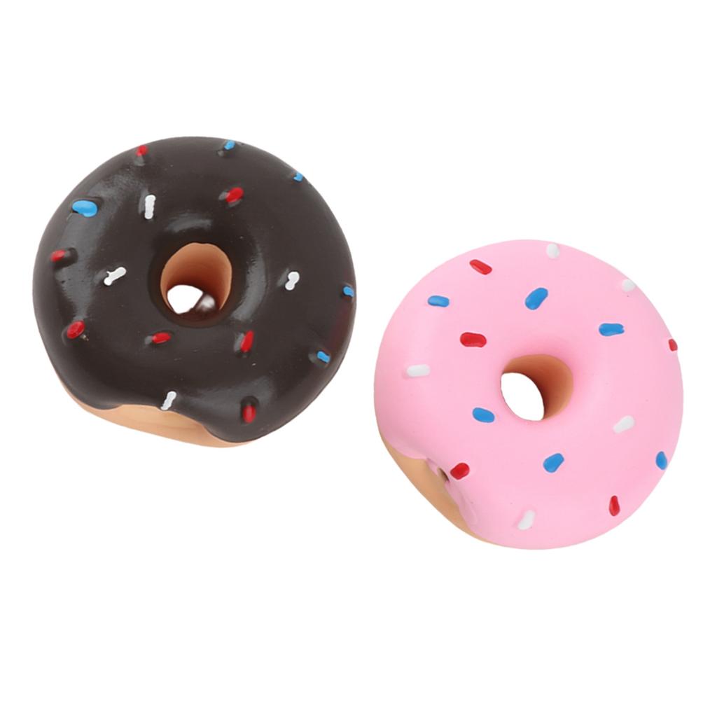 2PCS Latex Pet Doughnut Shape Sounding Teeth Cleaning Protection Chewing Biting Interactive Training Toy for Dogs
