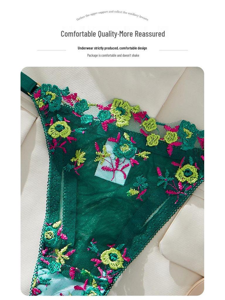 Французский кружевной комплект нижнего белья с вышивкой в виде цветов: Сексуальный и Привлекательный Дизайн в Наличии