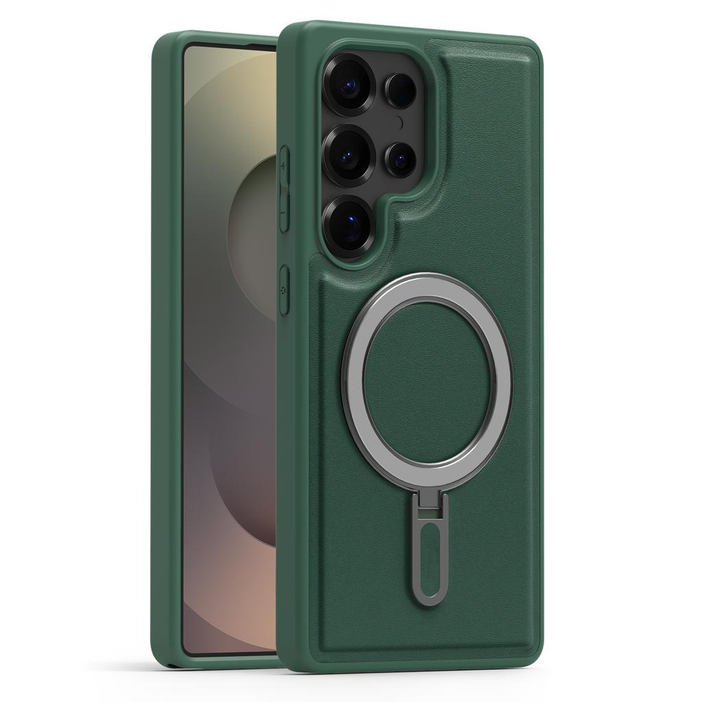 Suitable for Samsung S25ultra Powerful Magnetic Suction Mobile Phone Case S24 Metal Bracket S23plus Anti Fall Leather Case