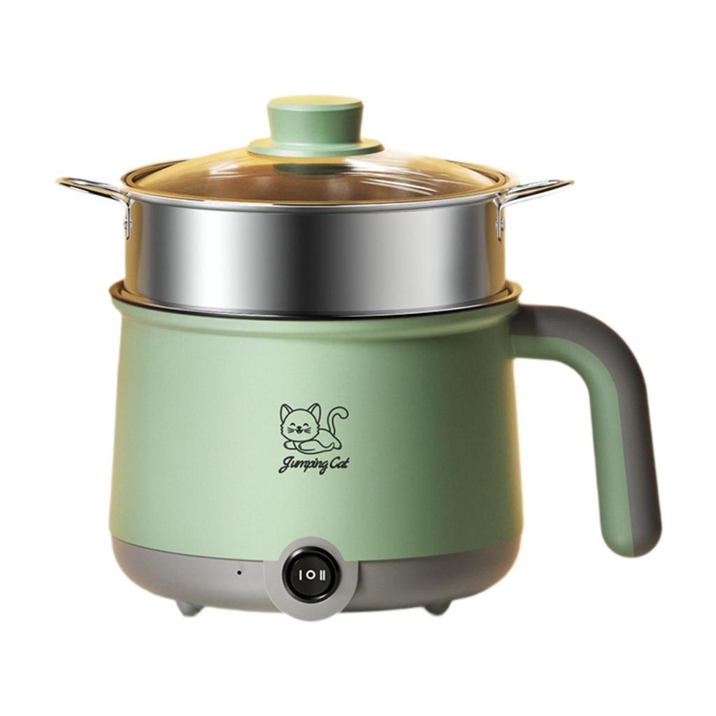 Electric Hot Pot with Steamer Cooking Pot Multi Function Noodles Pot Nonstick Electric Cooker for Ramen Steak Dumpling Soup Eggs