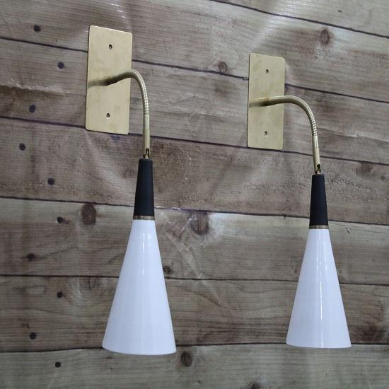 Набор из 2 латунных настенных светильников BSCICCOSO с гибкими кронштейнами, в стиле модерн середины века, белого и черного цвета