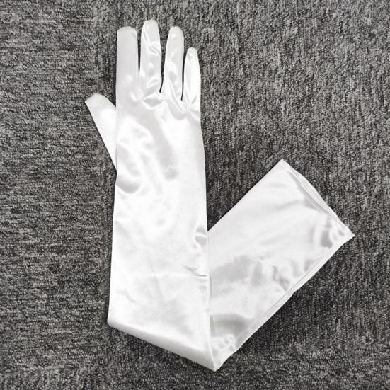 1 пара гладких атласных длинных перчаток, шелковистый материал, маскарадные перчатки, аксессуары для свадебного платья для фотосессии