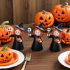 3Pcs Halloween Witch Figurine Holding Skull Pumpkin Cartoon Witch Resin Statue Sculpture Home Office Holiday Party Decoration Ornament