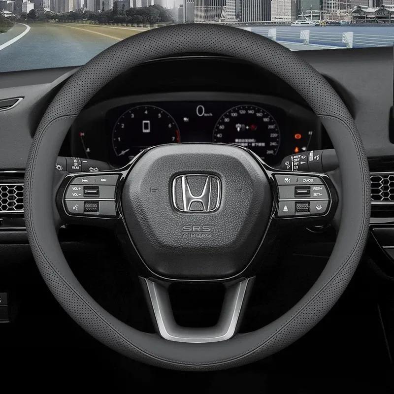 For Honda CR‑V Civic Accord HR‑V Pilot Passport Odyssey ZR‑V Fit Leather Steering Wheel Cover Ultra-thin Anti-slip Accessories