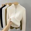 Women Half Zipper Fleece Thickened Sweater Winter Casual Solid Color Fashion Knitted Pullovers Fashionable Loose Tops