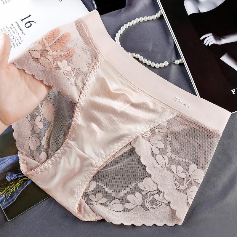 Трусики-стринги из высококачественного атласного кружева с высокой талией, поддерживающие живот, с приподнимающим бедра хлопковым швом и сексуальной сеткой, размер плюс