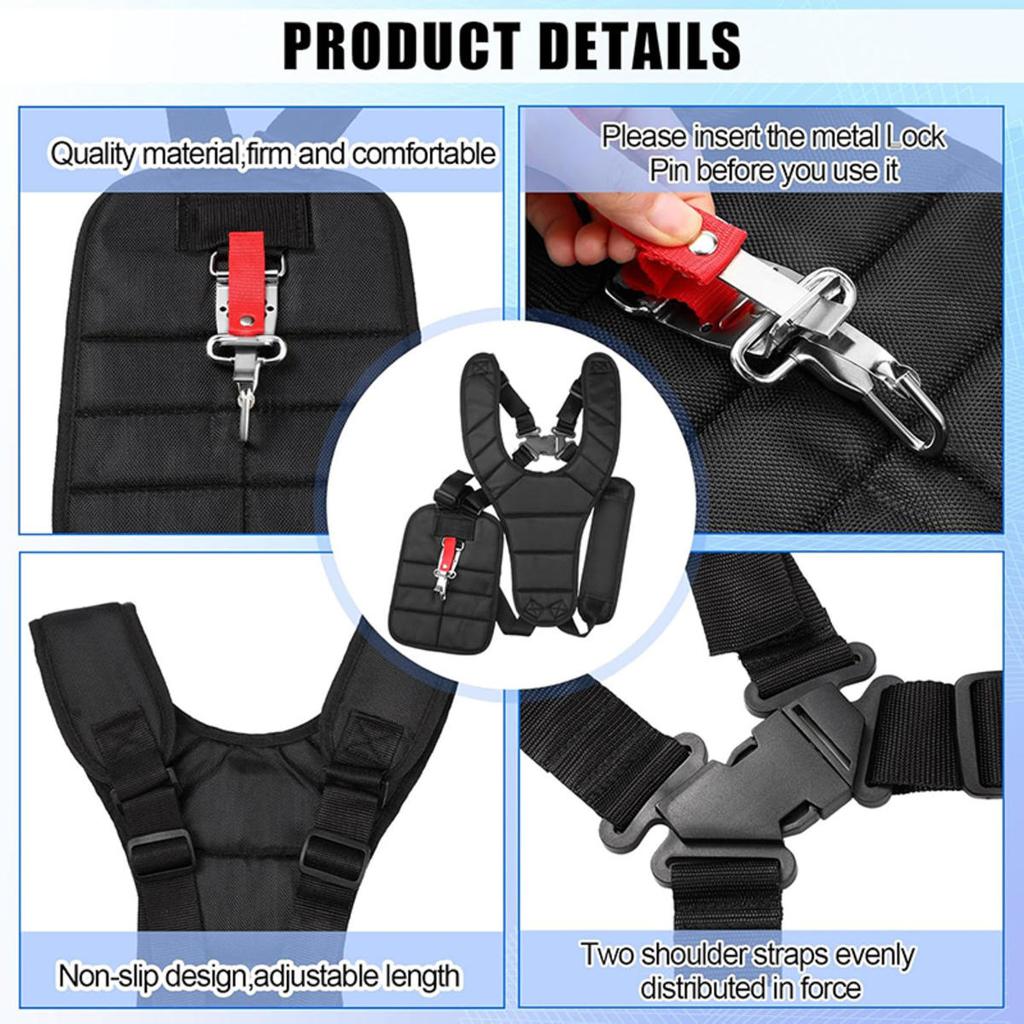 Double Shoulder Strimmer Harness Strap For Lawn Mower Grass Strimmer Brush Cutter Garden Power Pruner Adjustable Nylon Belt