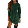 Women's Winter New Solid Color Long-sleeved Irregular Round Neck T-shirt Long Dress