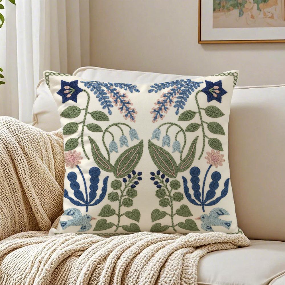 Beautiful Flowers Leaves Pillow Case Organic Short Plush Cushion Covers Breathable Washable WrinkleResistant