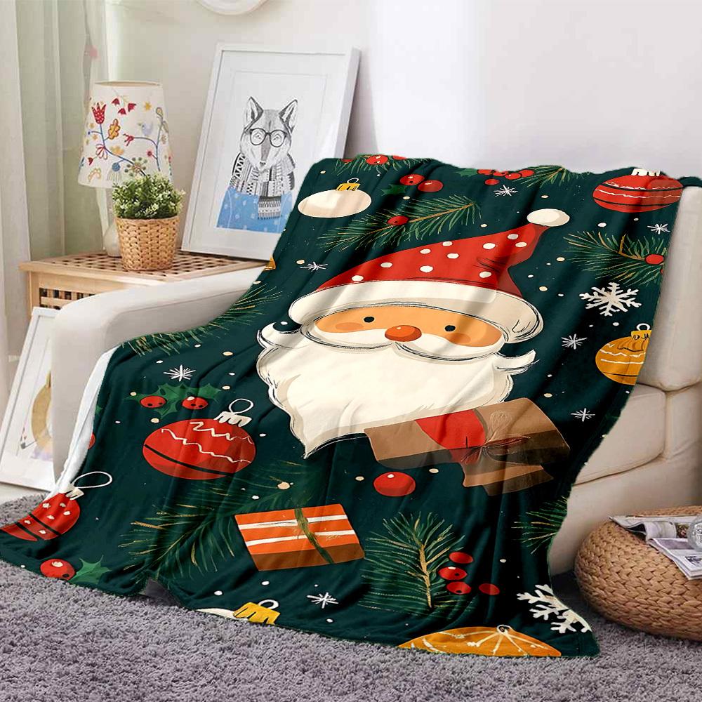 1pc Christmas Santa Blanket, Lightweight Flannel Throw Blanket for Sofa, Bed, Travel, Camping, Living Room, Office, Couch, Chair, a0922072