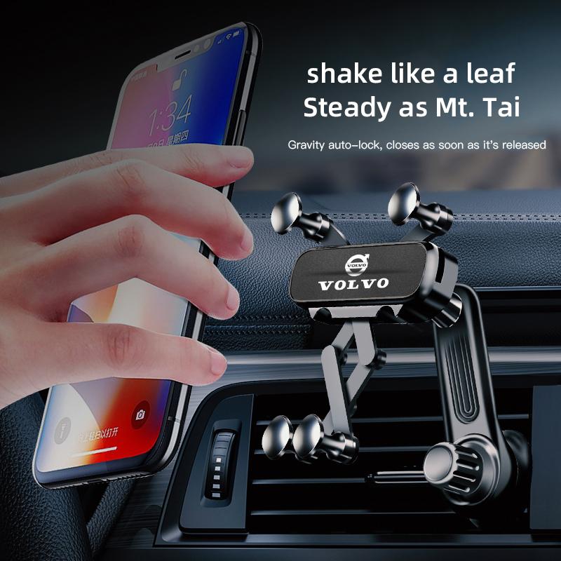 Gravity Phone Holder Car Air Vent Mobile Phone Mount Metal Stand Auto Interiors For Volvo Rdesign V60 V40 XC90 S60 C30 XC60 V50
