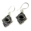 [N8346] - Silver Black 'Navajos' Designer Earrings