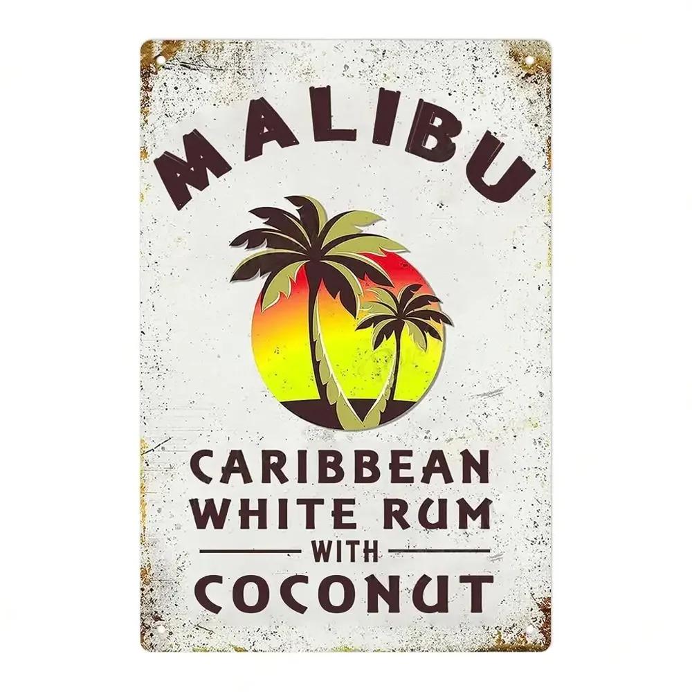 Ретро Пивной Бренд MALIBU Вино Металлический Постер Виски Табличка Винтажная Жестяная Вывеска Стена Для Паба Клуба Бара Мужской Пещеры Декоративные Тарелки Де