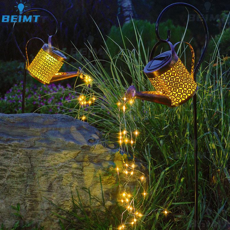 Новый стиль, солнечный светодиодный гирляндный светильник, зачарованная лейка, водонепроницаемый садовый декор, металлическая ретро-лампа, уличный стол, патио, лужайка, двор, художественная лампа