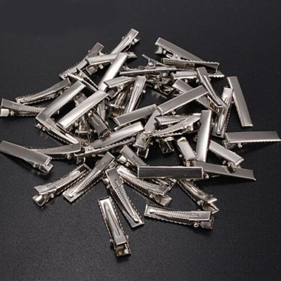 20 Pcs Flat Metal Single Prong Alligator Clips Barrette Bows DIY Hair Accessories