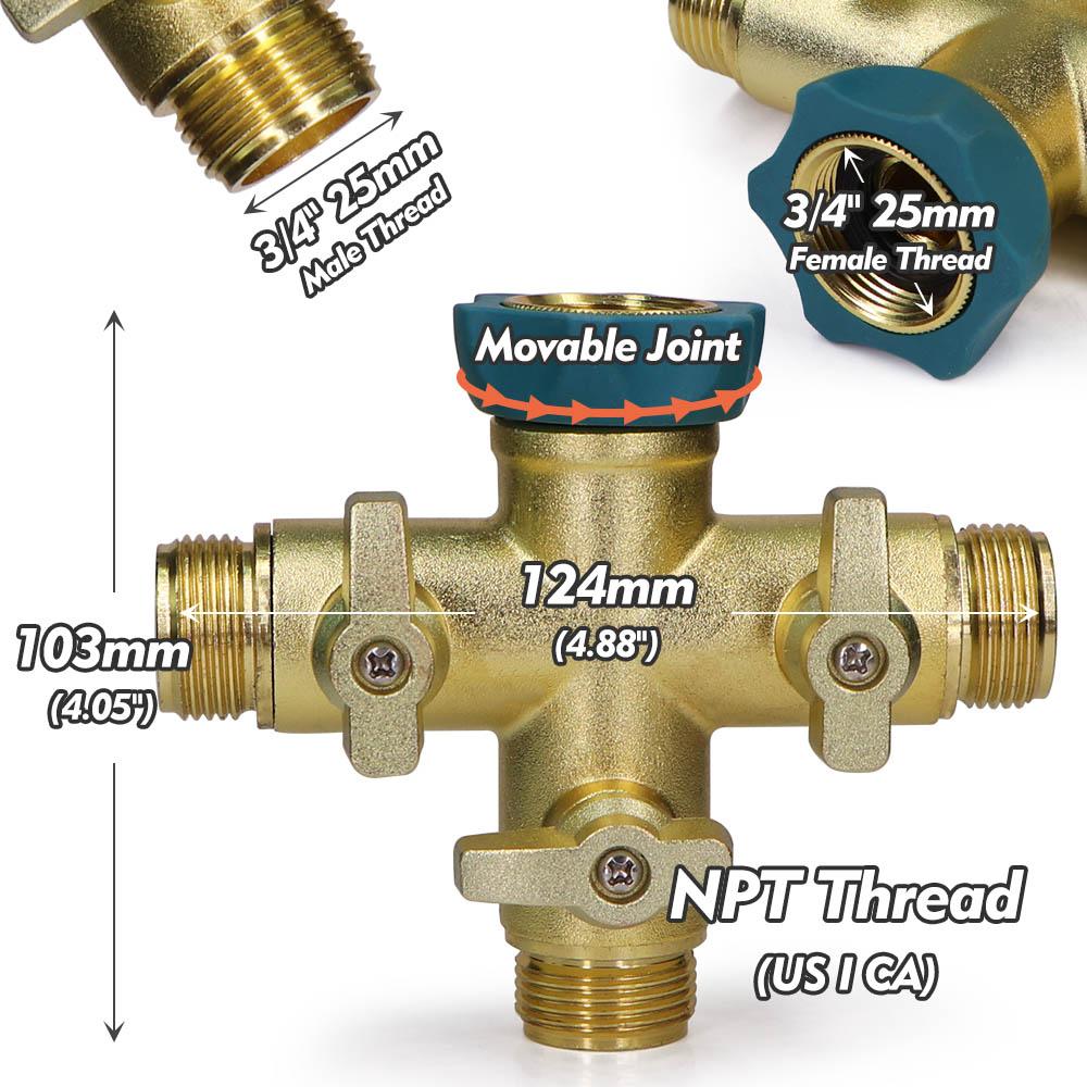 Адаптер садовых кранов крестового типа NPT/BSP 3/4" Медный алюминиевый Сверхпрочный кран для садового полива Соединитель Запорная вода
