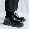 Мужские туфли из кожи на толстой подошве с круглым носком Модные в британском стиле Свадебный тренд вечеринка Открытый отдых обувь для увеличения роста