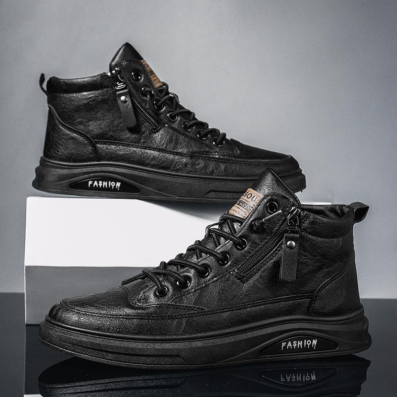 Men's Casual LU Leather Sports Shoes All-Match Wear-Resistant Men's Shoes Fashion High Top Skateboarding Shoes for Men Leisure Shoes