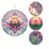 10-Inch Bohemian Style Metal Mandala Flower Wind Chime - Vibrant Double-Sided Print, Battery-Free with Hook, Ideal for Garden & Patio Decor