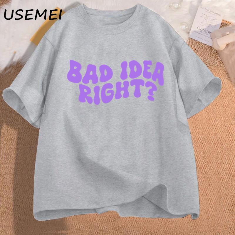 Футболки Bad Idea Right, женские хлопковые музыкальные футболки, уличная одежда, женские футболки с короткими рукавами, женская одежда, футболки