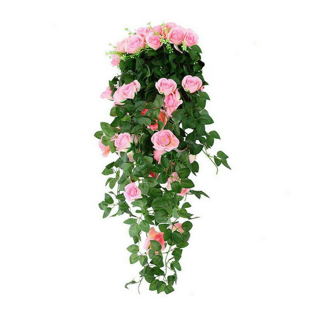 Good Home Decor Home Garden Decor Hanging Rose Flowers Vine Plant Indoor Fake Artificial Flower Outdoor