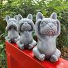 Bulldog Figurine No See No Speak No Hear No Evil Bulldog Ornament Handmade Resin Dog Statue for Home Indoor Desk Garden Decor