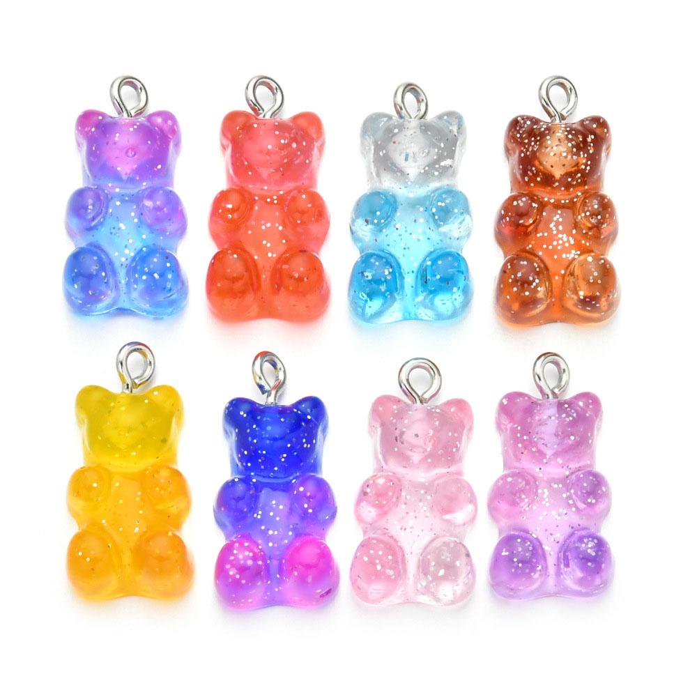 Resin For Earrings Necklace Making Charms DIY Decoration Jewelry Findings Gummy Bear Pendant