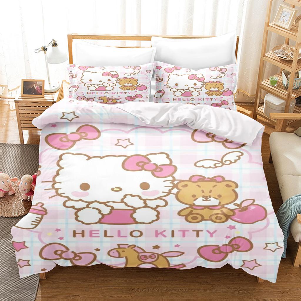 Hello Kitty Спальня Детский Комплект Постельного Белья Пододеяльник Комфорт Королева С Наволочкой Рождественские Подарки Дом