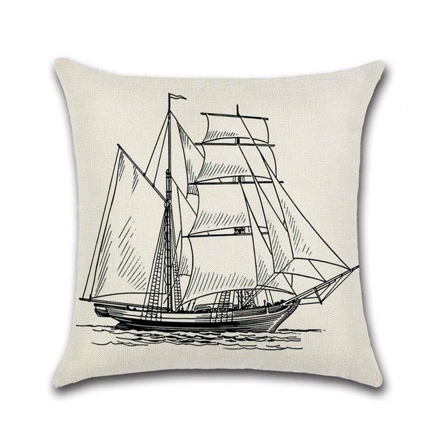 Sea Style Cushion Cover Ship World Map Anchor Linen Decorative Pillowcase For Car Sofa Pillow Case Funda De Almohada Zt167