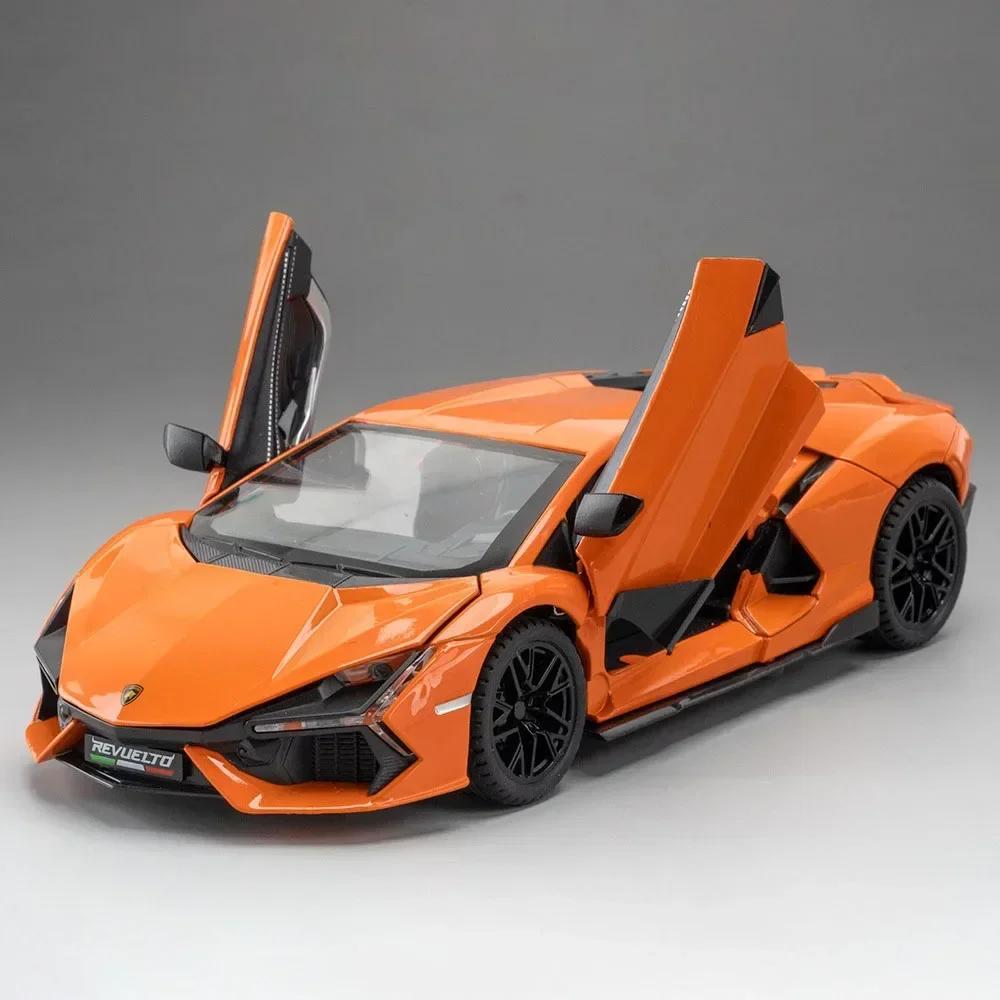 1:24 Revuelto Sports Car Toy Model Alloy Diecast Music Light Supercar Doors Opened Vehicle Models Collection Gifts for Boys