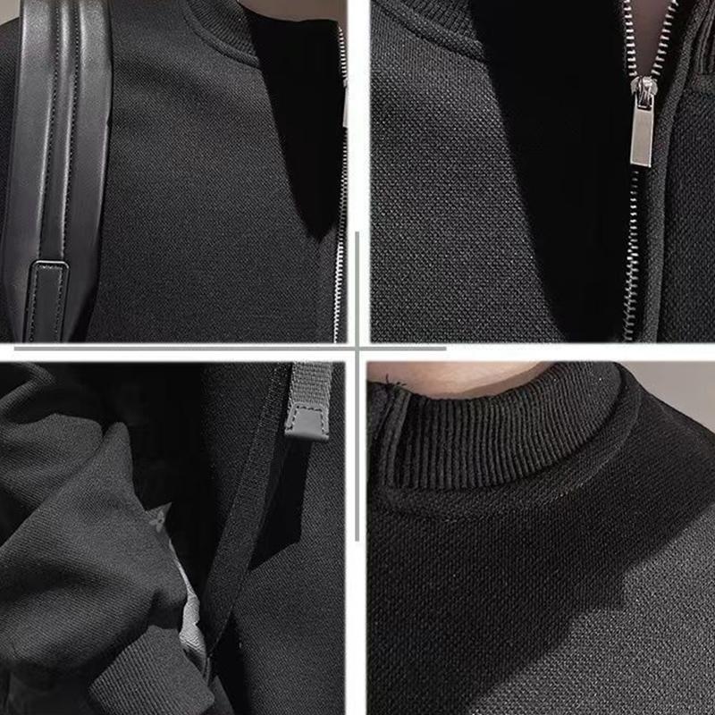 Spring Autumn Korean Casual Fashion Zipper Sweatshirt Man Business Loose All Match Male Pullover Tops Solid Streetwear Clothes