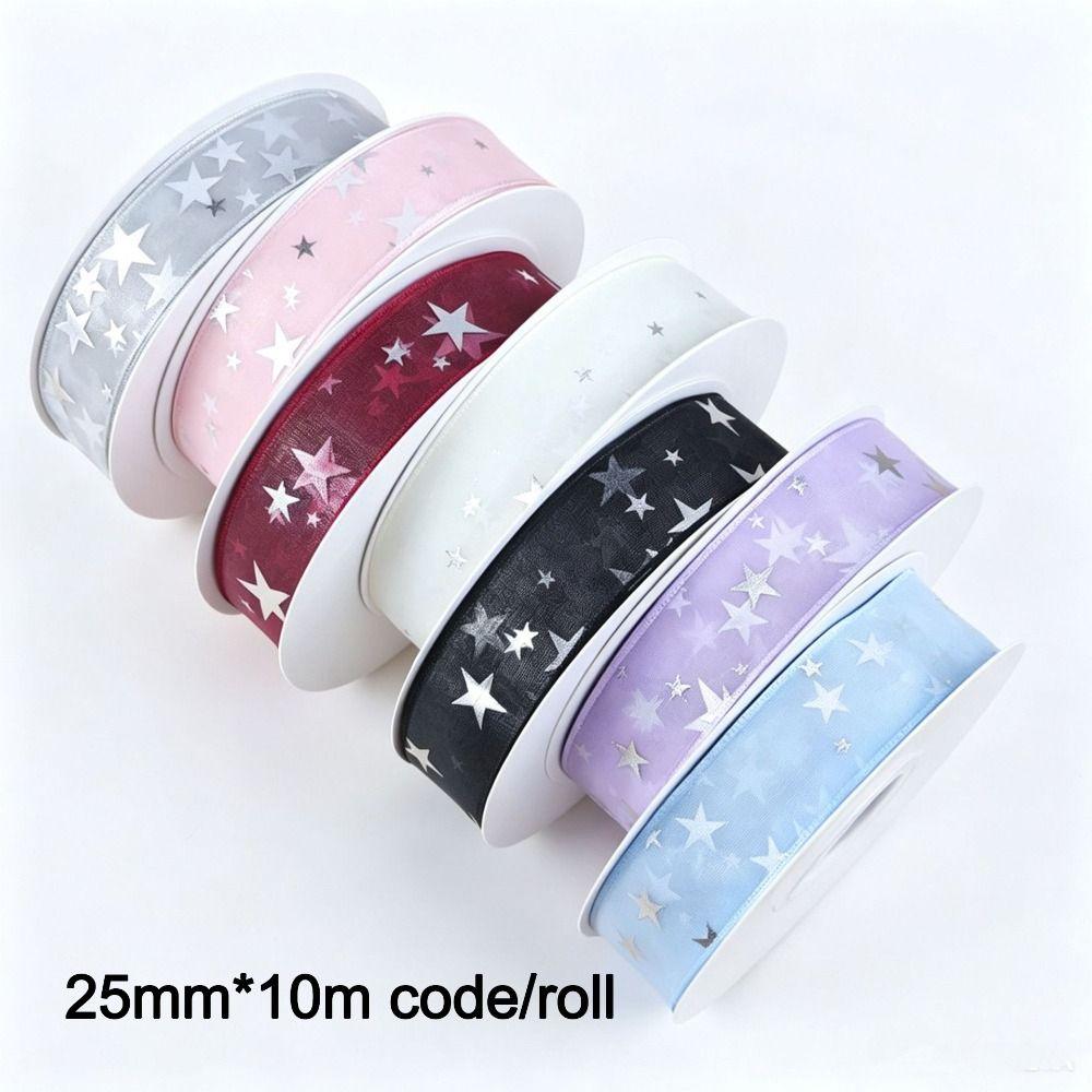 2.5cm Star Silk Ribbon Polyester Floral Bouquet Ribbon Creative Gifts Packaging Material