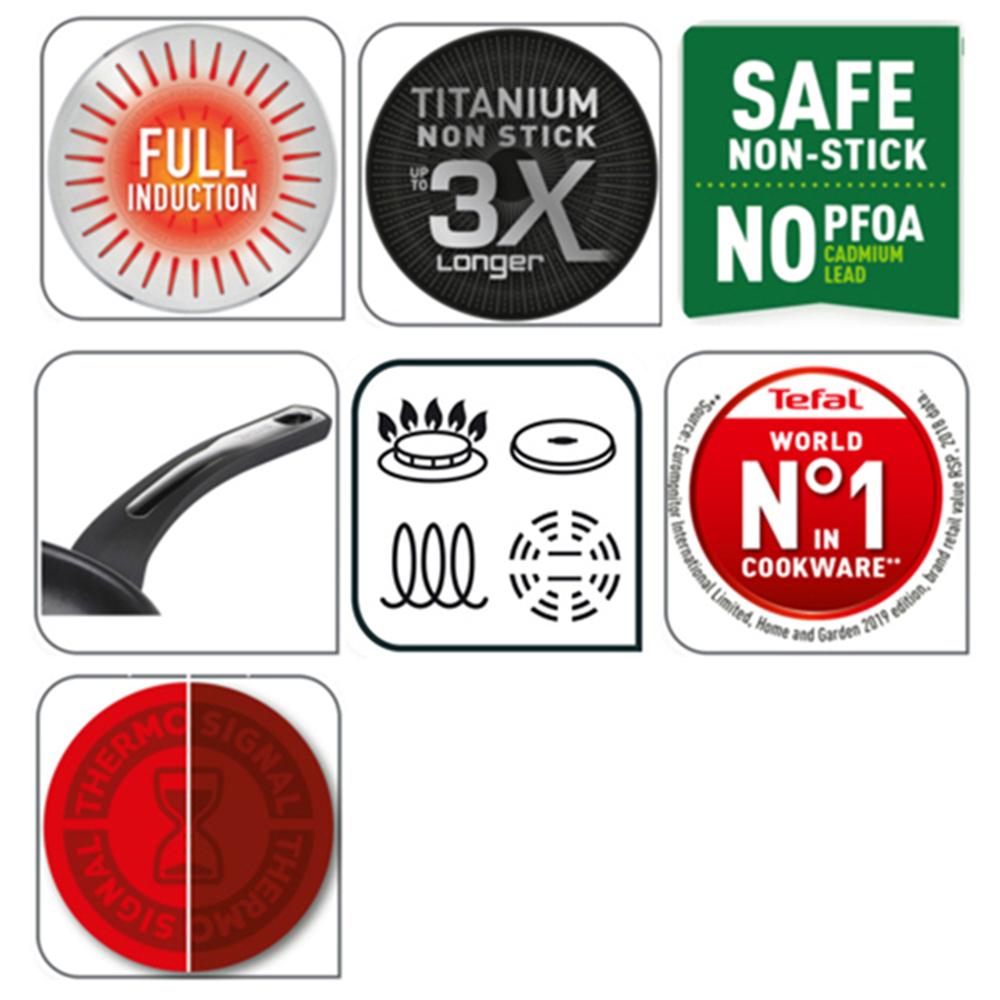 Tefal Индукционная сковорода Emotion из нержавеющей стали (18см, 20см, 24см, 28см, 30см) Можно мыть в посудомоечной машине в духовке без PFOA Silver