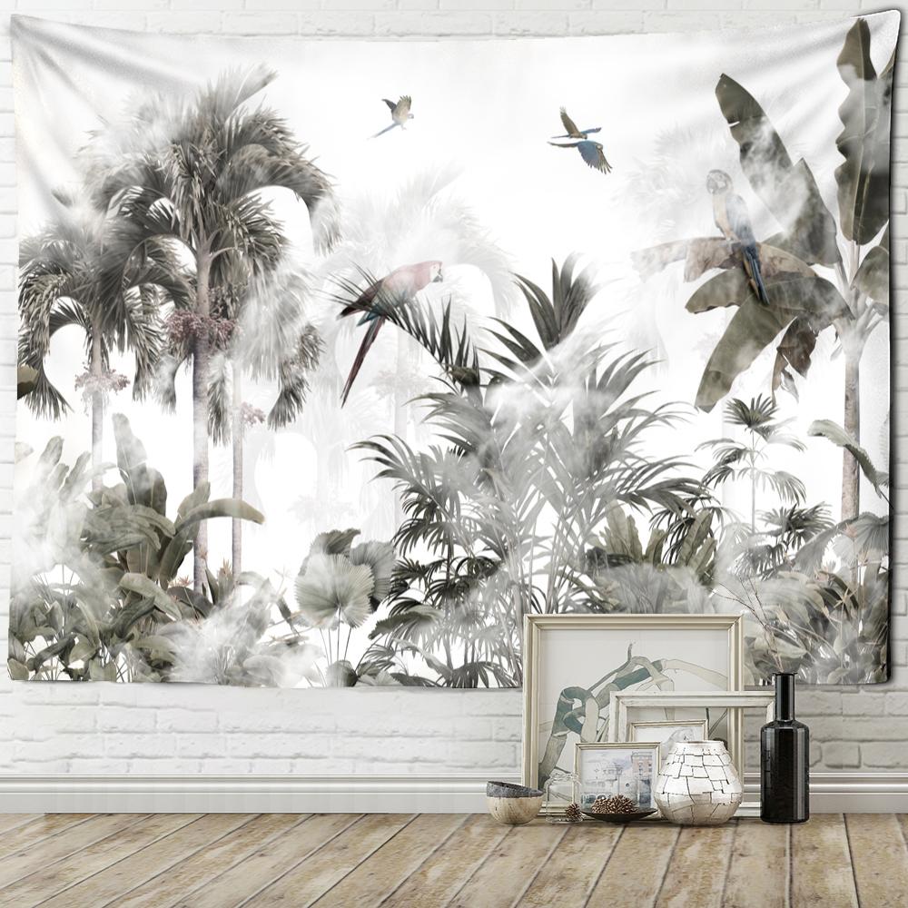Гобелен «Попугай в тумане» психоделический хиппи Тапиз Бохо настенная роспись Эстетическая комната домашний декор