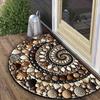 2D Colorful Pebble Doormat - Non-Slip Semicircular Rug for Indoor/Outdoor, Stone Pattern Mat for Entryway Kitchen Bathroom Patio