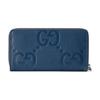 Gucci Синий кожаный кошелек на молнии с тиснением GG для унисекс, роскошный, для ежедневного использования