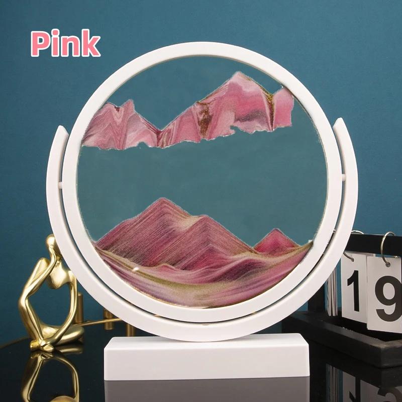 3D движущаяся картина из песка Песочные часы Белая рамка вращающееся круглое стекло Глубокий морской песчаный пейзаж Зыбучие пески Песочные часы для дома Декор Подарки