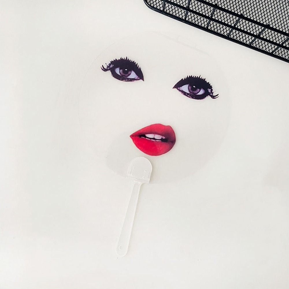 10 шт. Пластиковые Абстрактные Прозрачные Ручные Веера Водонепроницаемые Круглые Веера с Принтом Красных Губ с Ручкой Веер с Большими Глазами и Красными Губами