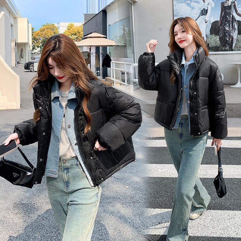 Джинсовая планка с отстрочкой, искусственная куртка из двух предметов на хлопковой подкладке, короткое теплое пальто с толстым вертикальным воротником и толстым вертикальным воротником