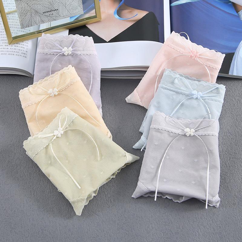 Lace Underwear Women's Summer Thin 5A Antibacterial Sexy Briefs Pure Desire for Girls Pantymesh Seamless Underwear