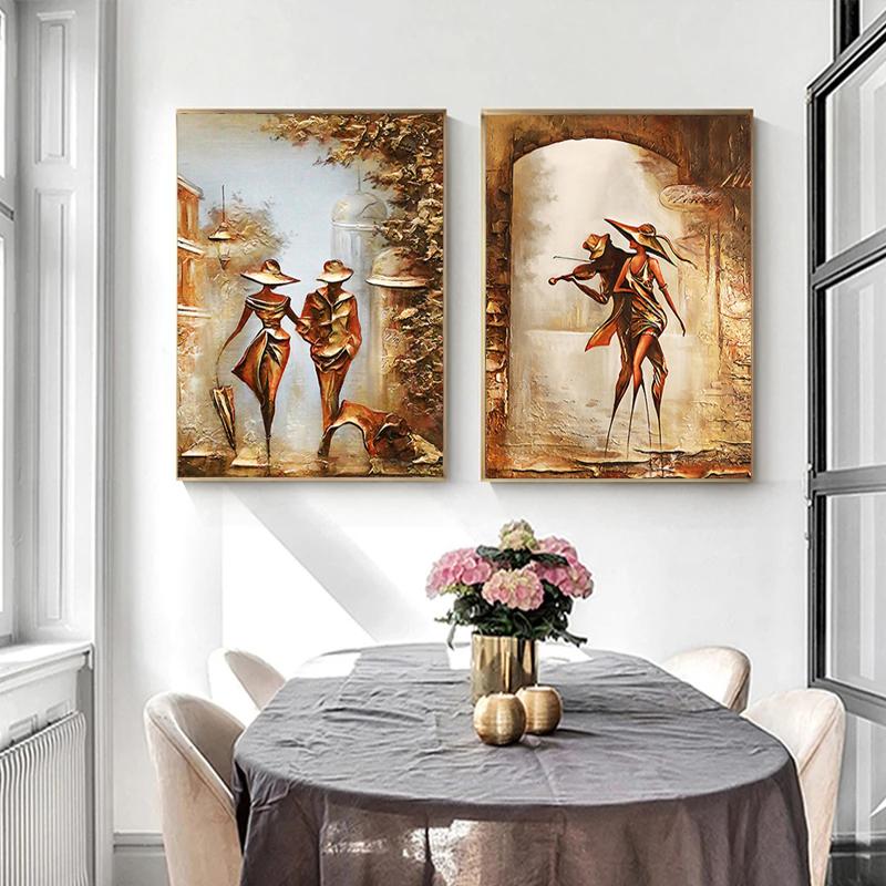 Abstract Wonderful Romantic Couple Painting On Canvas Wall Art HD Pictures Lovers Posters and Prints Warm Home Living Room Decor