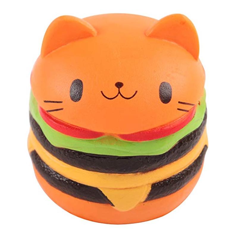 Jumbo Cat Face Burger Squishy Имитация хлеба PU Ароматические мягкие медленно растущие сжимаемые игрушки Снятие стресса Детские игрушки Рождественский подарок
