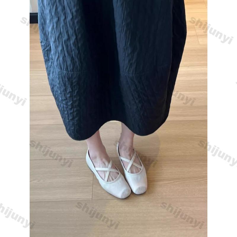 Мода 2025 Женские балетки Модные Легкие Удобные Балетки Неглубокие Мягкая Подошва Перекрестный Ремешок Ретро Туфли Мэри Джейн